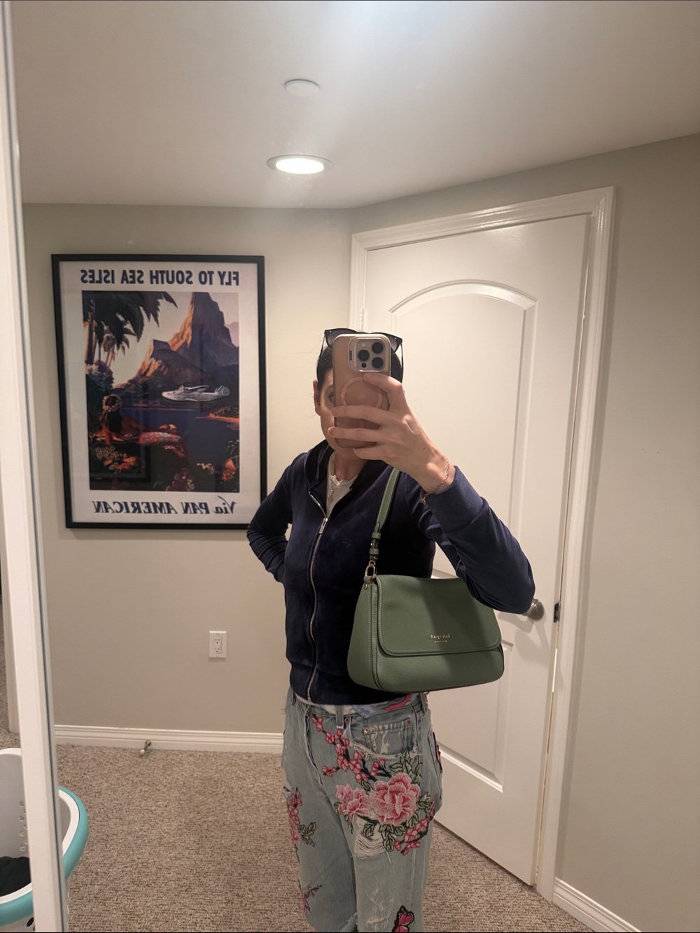 Kate Spade Sage Green Leather Baguette Shoulder Bag - Picture 11 of 11